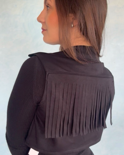 VESTIDO CON CHALECO FLECOS