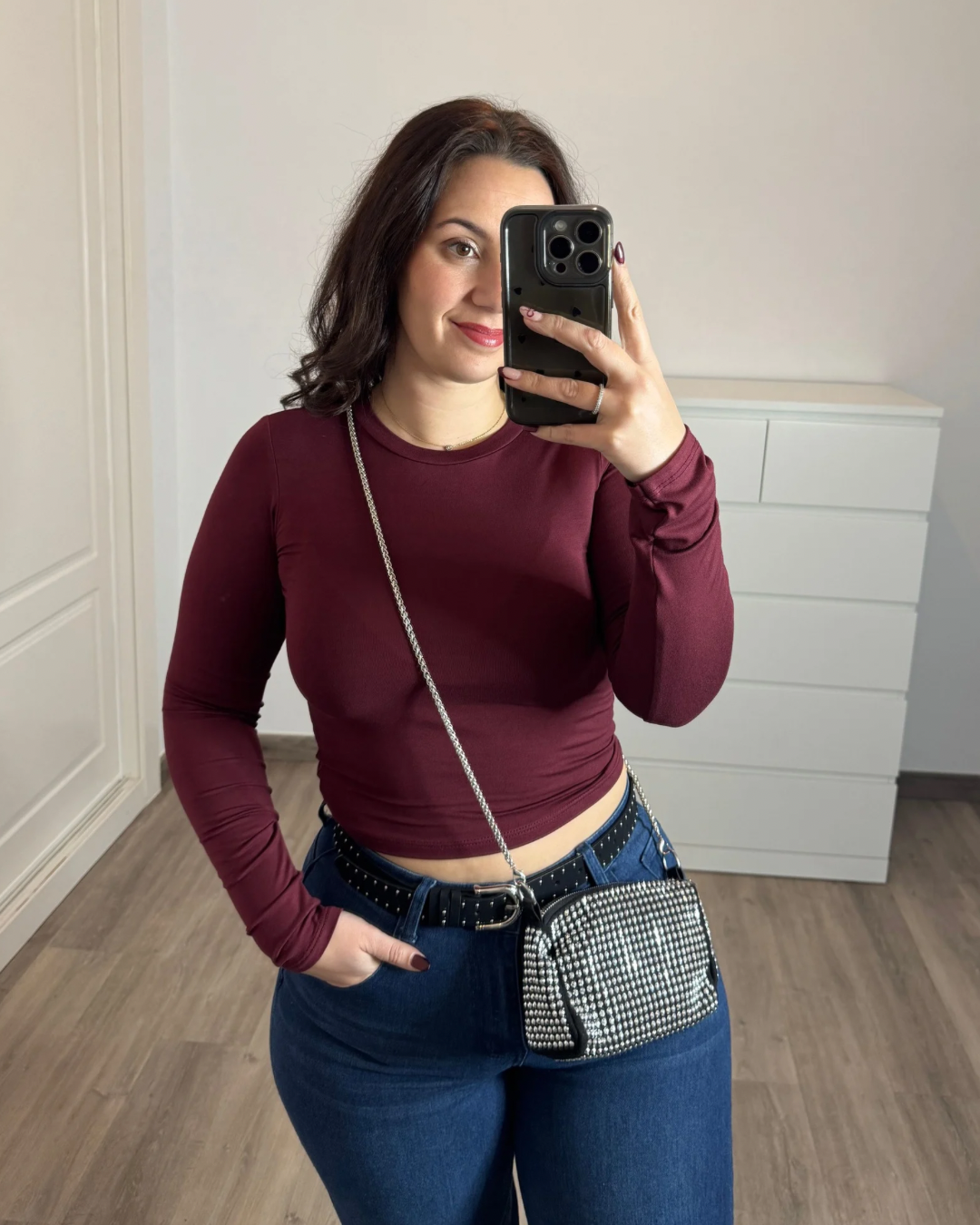 Camiseta básica burdeos