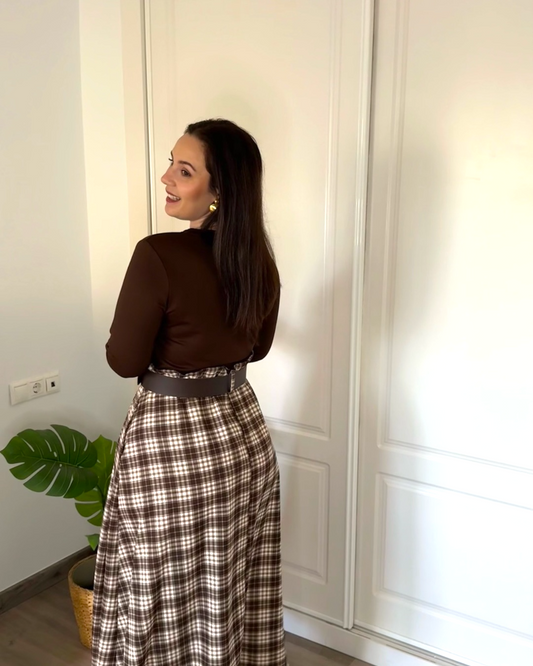 Vestido cuadros con cinturón